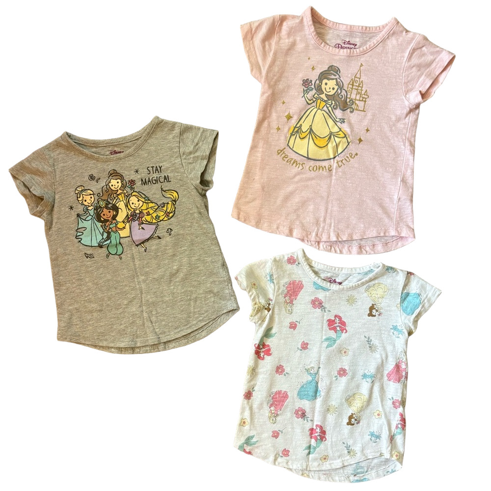Disney Princess T-Shirt Trio - Pink, Gray, White